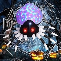 Vista 7 de GOOSH Araña inflable de Halloween de 5 pies para decoración al aire libre con luz mágica, inflables de araña, inflables de vacaciones