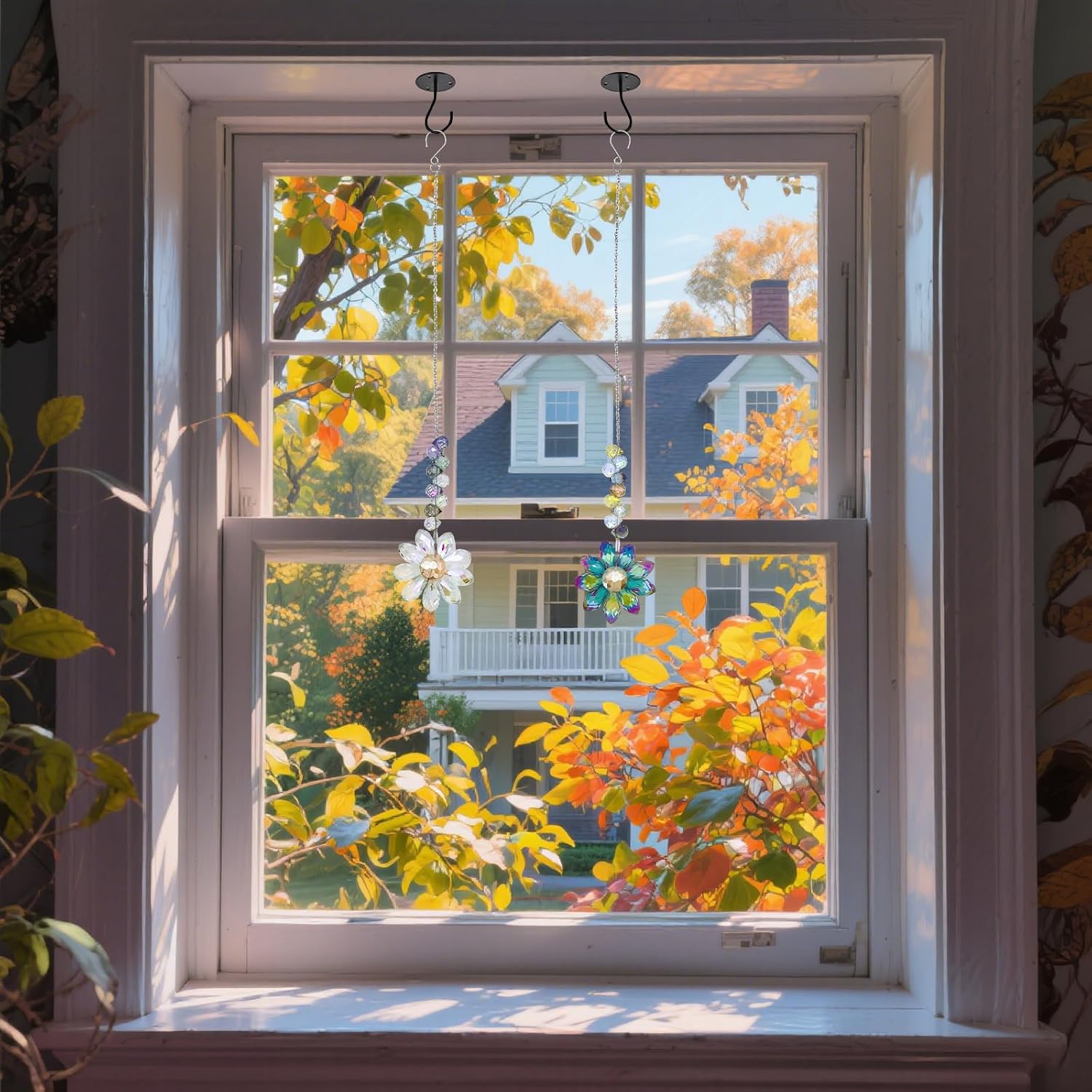 2PCS Crystal Sunflower Suncatchers for Windows Hanging, Sun Catcher Colorful Flower Prisms Rainbow Maker Pendants Hanging Ornaments for Indoor Outdoor Home Patio Garden Decor - Image 4