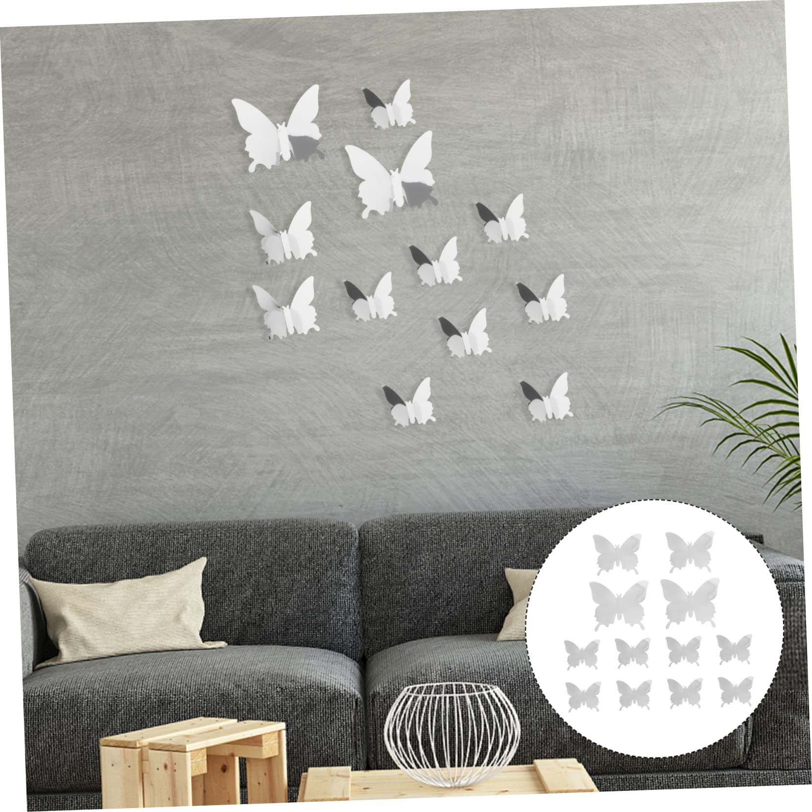 72 Adesivi Farfalla 3D Per Parete - Decorazioni Rimovibili In 3 Misure Per Cameretta, Bagno, Ufficio - Colore Argento - 3