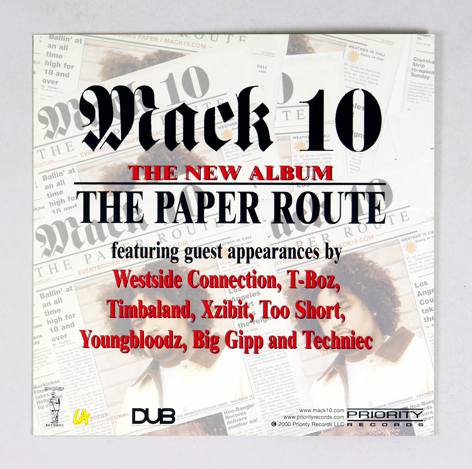 MACK 10 Poster Flat 2000 The Paper Route Album Promotion 12 x 12 