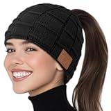 Bluetooth Beanie Hat&comma; Women Rechargeable Headphone Beanie Cap&comma; Windproof Winter Knit Cap&comma; Crystal Clear Hands-Free Calling&comma; Immersive Music Playback