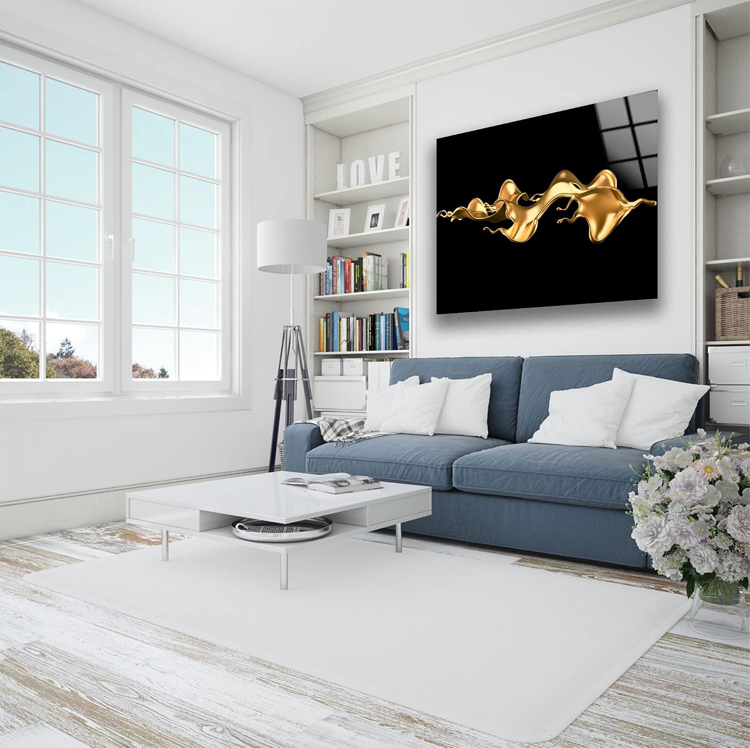 My Photostation.com Tempered Glass Wall Art 16x16'' Wall Decor-Home Decor-Glass Printing-Large Wall Art-Gold Marble Wall Art-Golden Abstract Wall Art Gifts for Her image 5