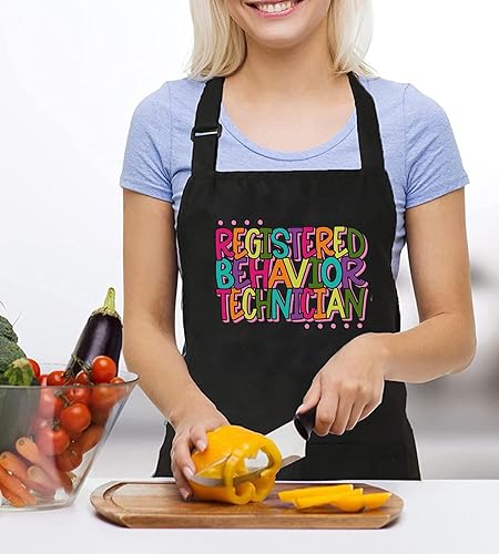 Miniatura 2 de Delantal de técnico de comportamiento registrado para mujer con 2 bolsillos ABA Therapist impermeable ajustable babero cocina delantal de cocina
