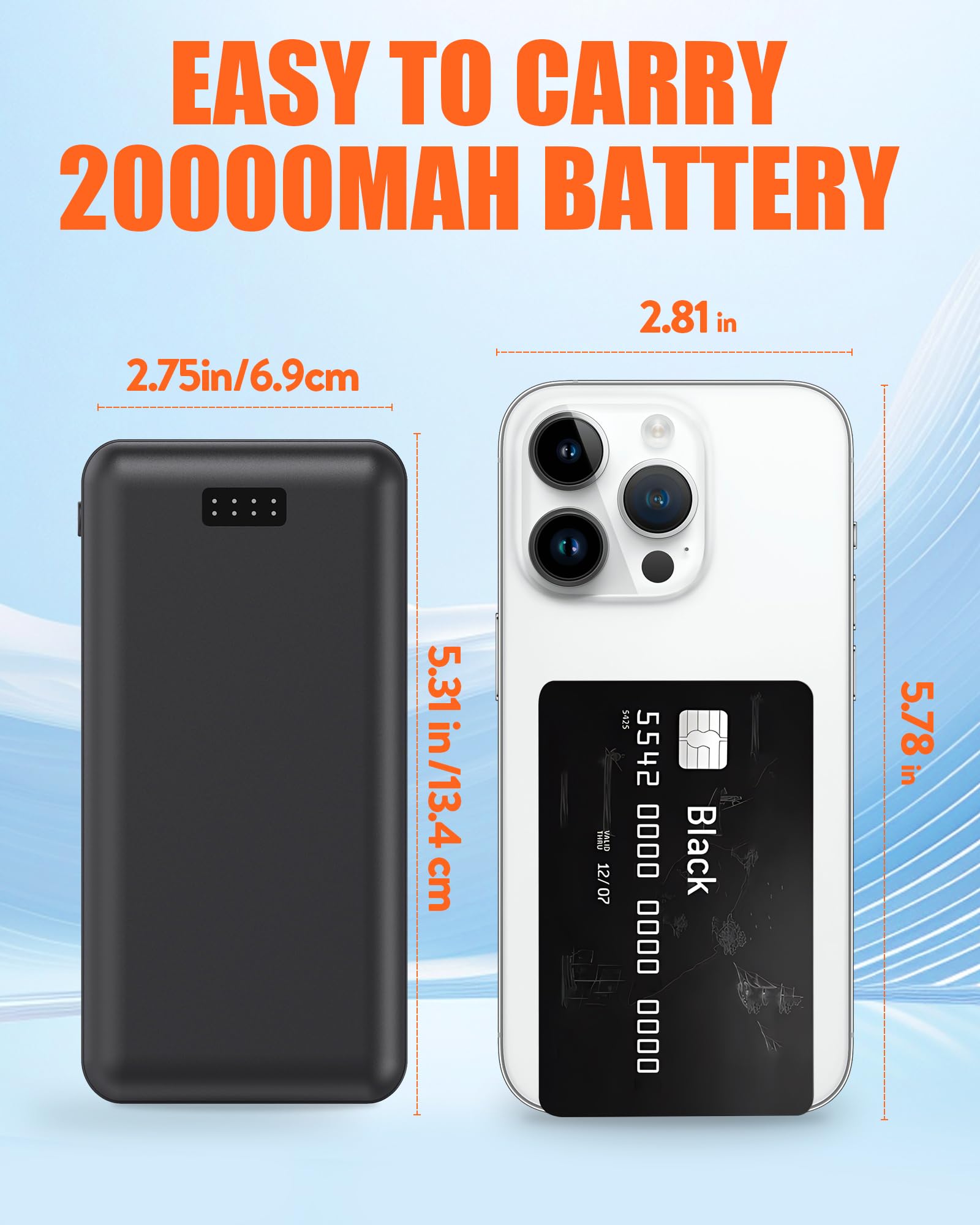 Manta térmica de 20000 mAh, funciona con pilas, 7.4 V CC, portátil, inalámbrica, USB, para exteriores (negro + batería de 20000 mAh CC, manta portátil, 52 x 43 pulgadas)