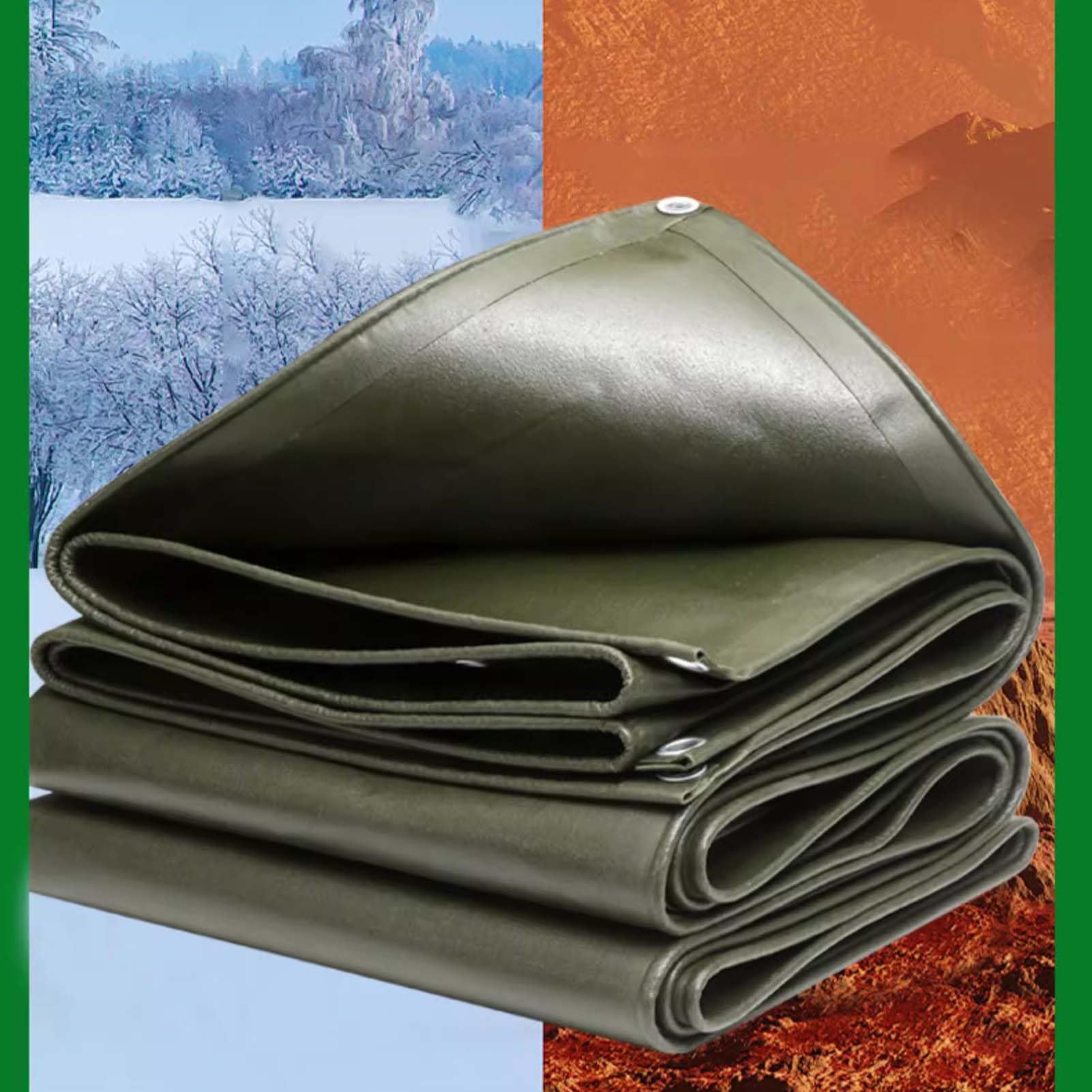 Canvas Tarps, Heavy Duty Water Resistant Tarpaulin Cover For Car Tractor Boat Firewood Woodpile Camping Tent,Green,2x3m - View #2