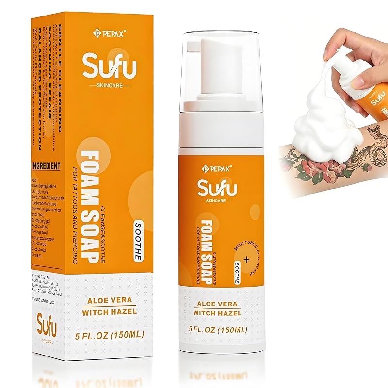 Sabonete líquido espumante combofix para cuidados pós-tatuagem, sem fragrância, 142 g
