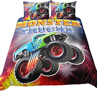 Suncloris,3D Racing Monster Truck Home Duvet Cover Bedding Set.Included: Duvet Cover,Pillowcase(no Comforter Inside) (Twin)