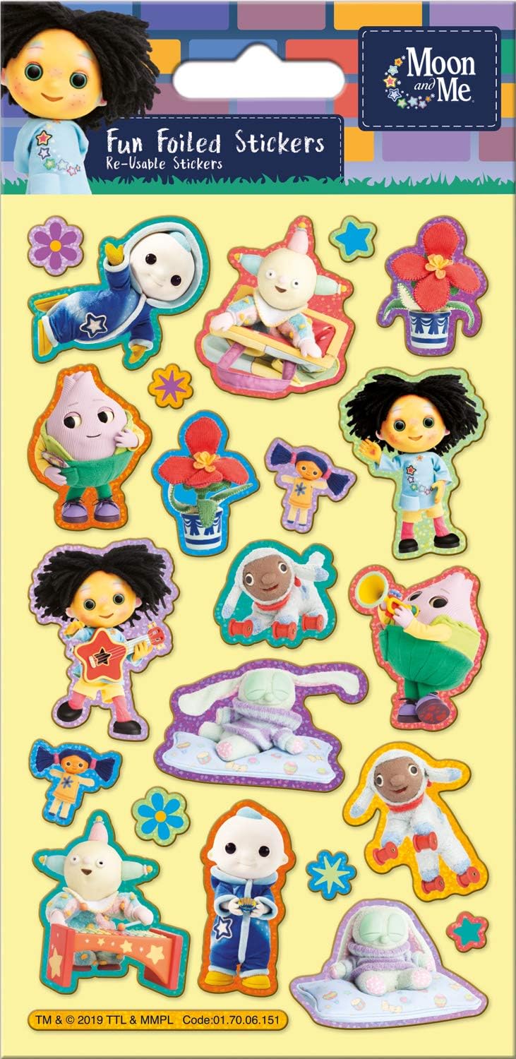 Paper ProjectsMoon and Me Sparkly Reusable Stickers | Official Licensed Product |Non-Porous Surfaces,Yellow,19.5cm x 9.5cm
