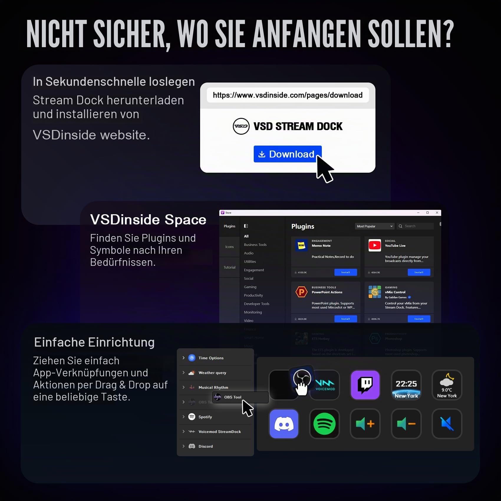 Macro Pad, Streaming Deck Stream Controller Soundboard Keypad, Programmierbare Tasten USB Shortcut Tastatur für Gamer Streamer, Audio Mixer für OBS, YouTube, Office Desk Setup, PC, Mac