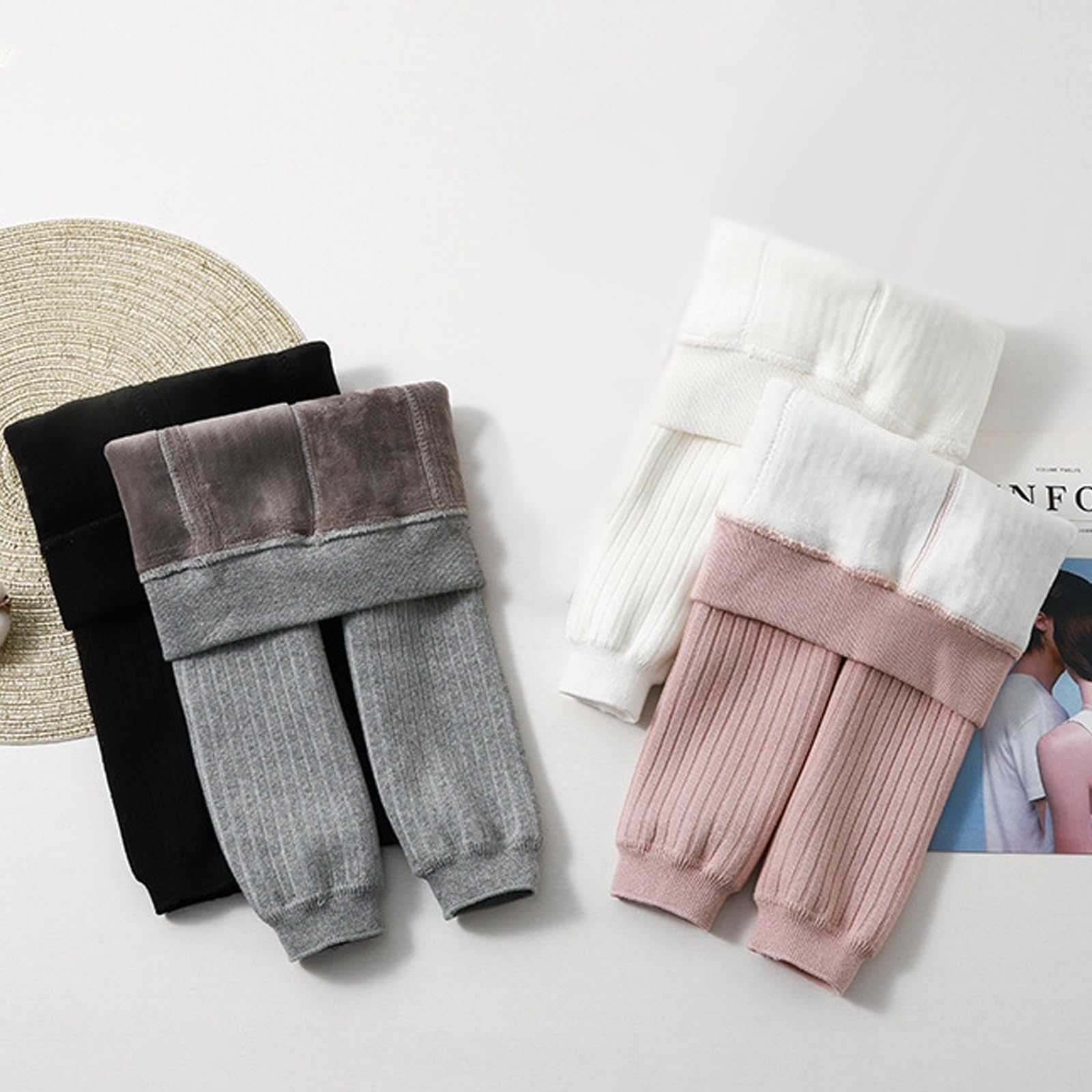 Leggings foderati in pile per bambine, invernali, caldi, in velluto, a maglia, termici, 1-6 anni