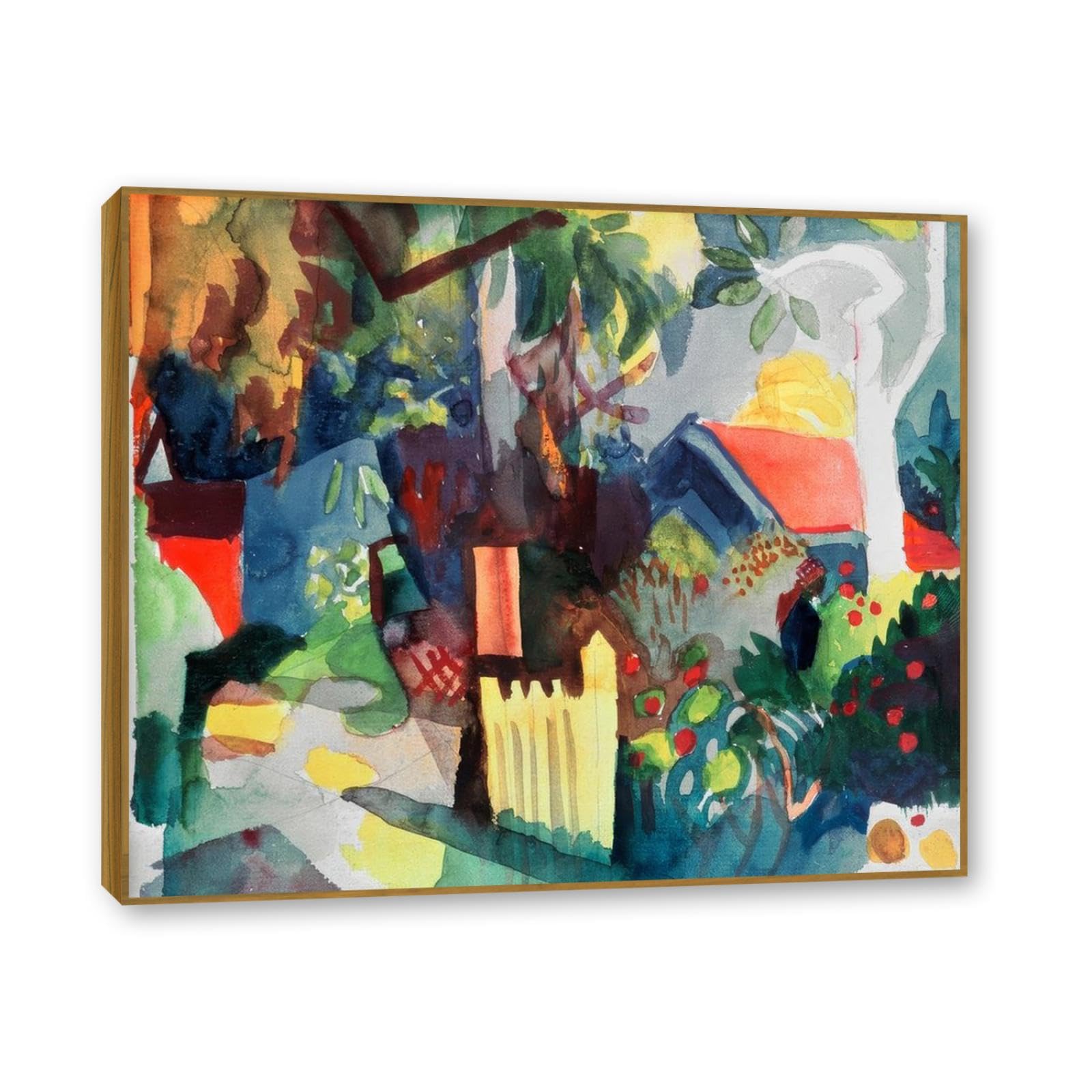 Tableau Bright Tree d'August Macke, impression sur toile 50x60cm cadre teck - 7