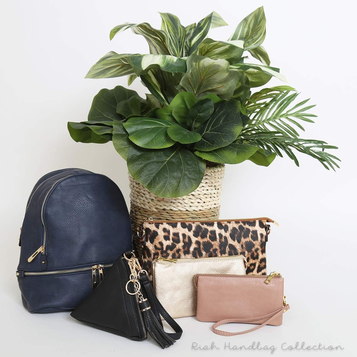 RIAH FASHION Convertible Vegan Leather Wallet Purse Clutch - Small Handbag Phone/Card Slots & Detachable Wristlet/Crossbody