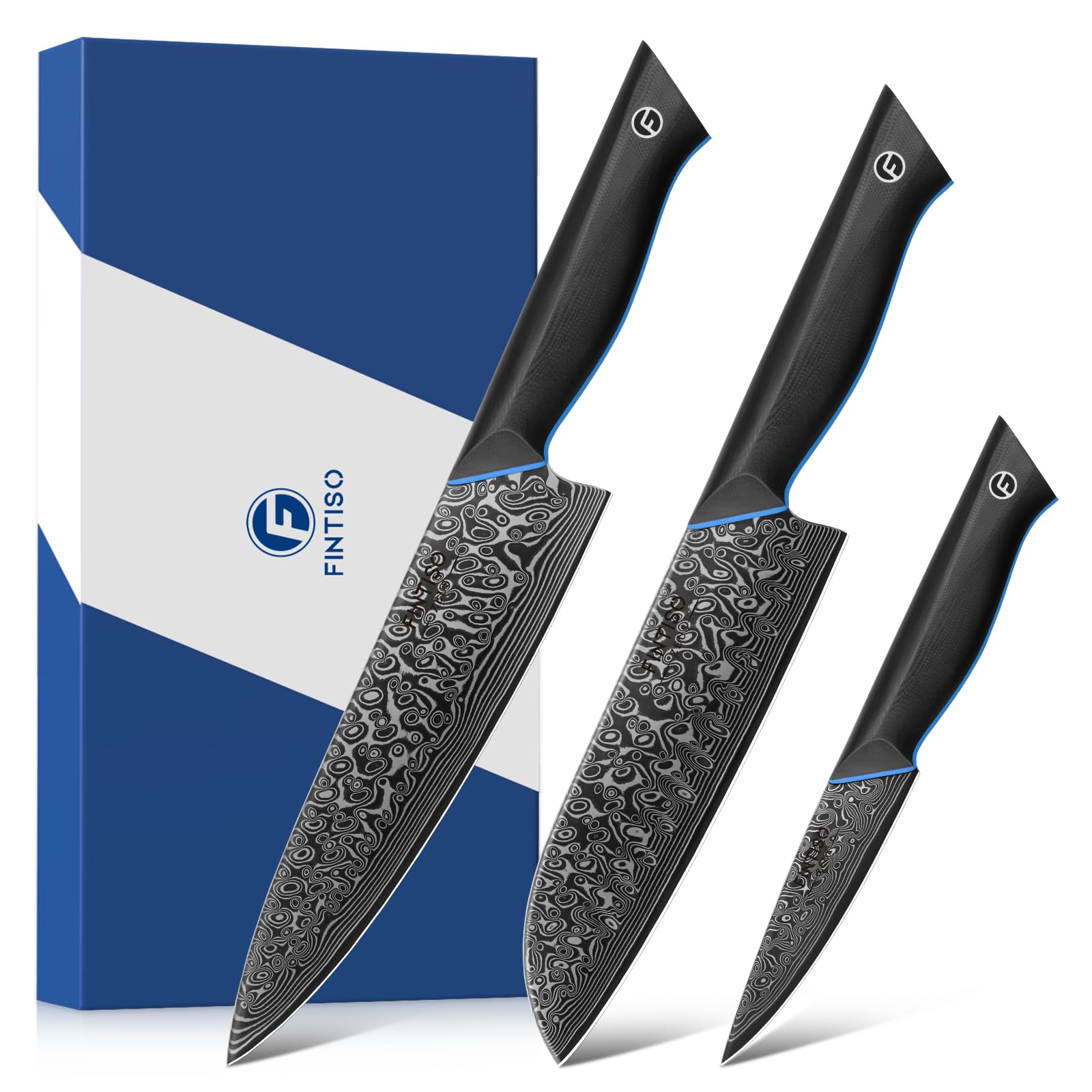 3PCS Kitchen Knife Set, Ultra Sharpe Chef Knife Set Forged of 67-Layer Japanese Damascus Steel, Premium Knives Set Professional Sharp Knives Set with G10 Handle