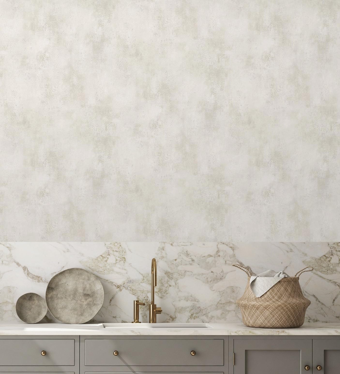 GAULAN 128800 - Papel pintado vinílico lavable muro de cemento hormigón color gris cálido para pared salón cocina baño dormitorio pasillo - Rollo de 10 m x 0,53 m