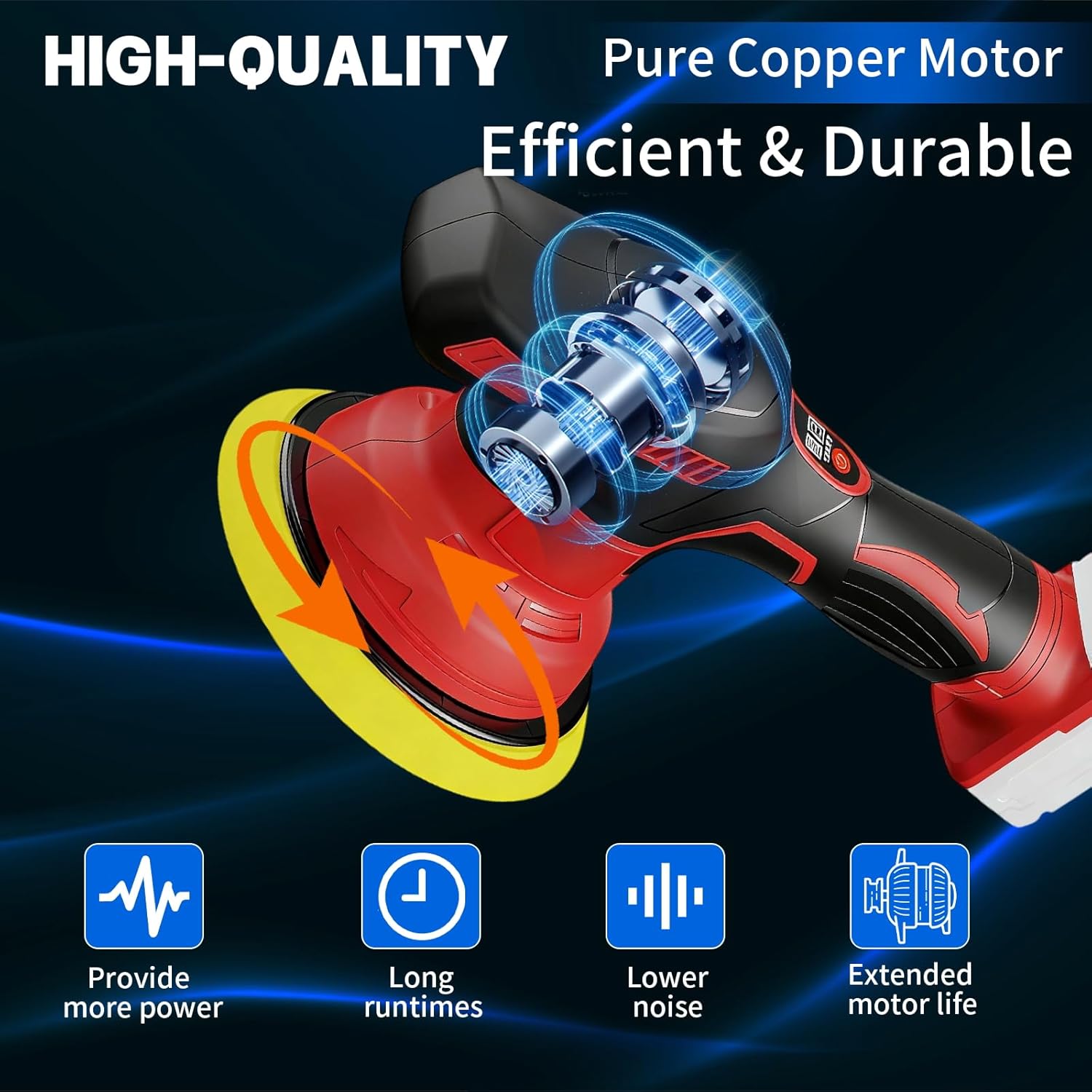 Cordless Buffer Polisher Kit For Milwaukee 18V LI-ION Battery,6 Inch Portable Orbital Buffer Polisher with 8 Variable Speed with 15pcs Polishing Accessories,for Car Polishing/Waxing (NO Battery)