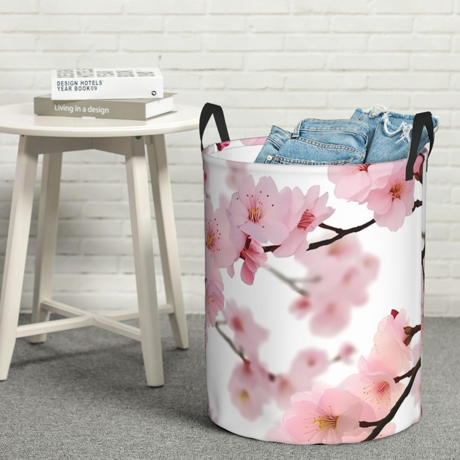 Grand panier à linge autonome cerisier japonais idéal pour l'ordre de la chambre