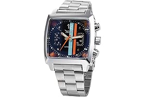 Precise Mens Automatic Analog Oblong Date Silver Stainless Steel Business Luminous Watch