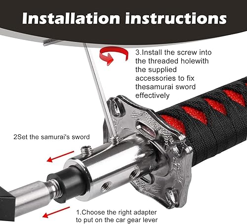 Miniatura 4 de 1 cabezal de cambio Katana Samurai para automóvil, funda protectora para perilla de palanca de cambios de 6.1 pulgadas con 4 adaptadores, palanca de