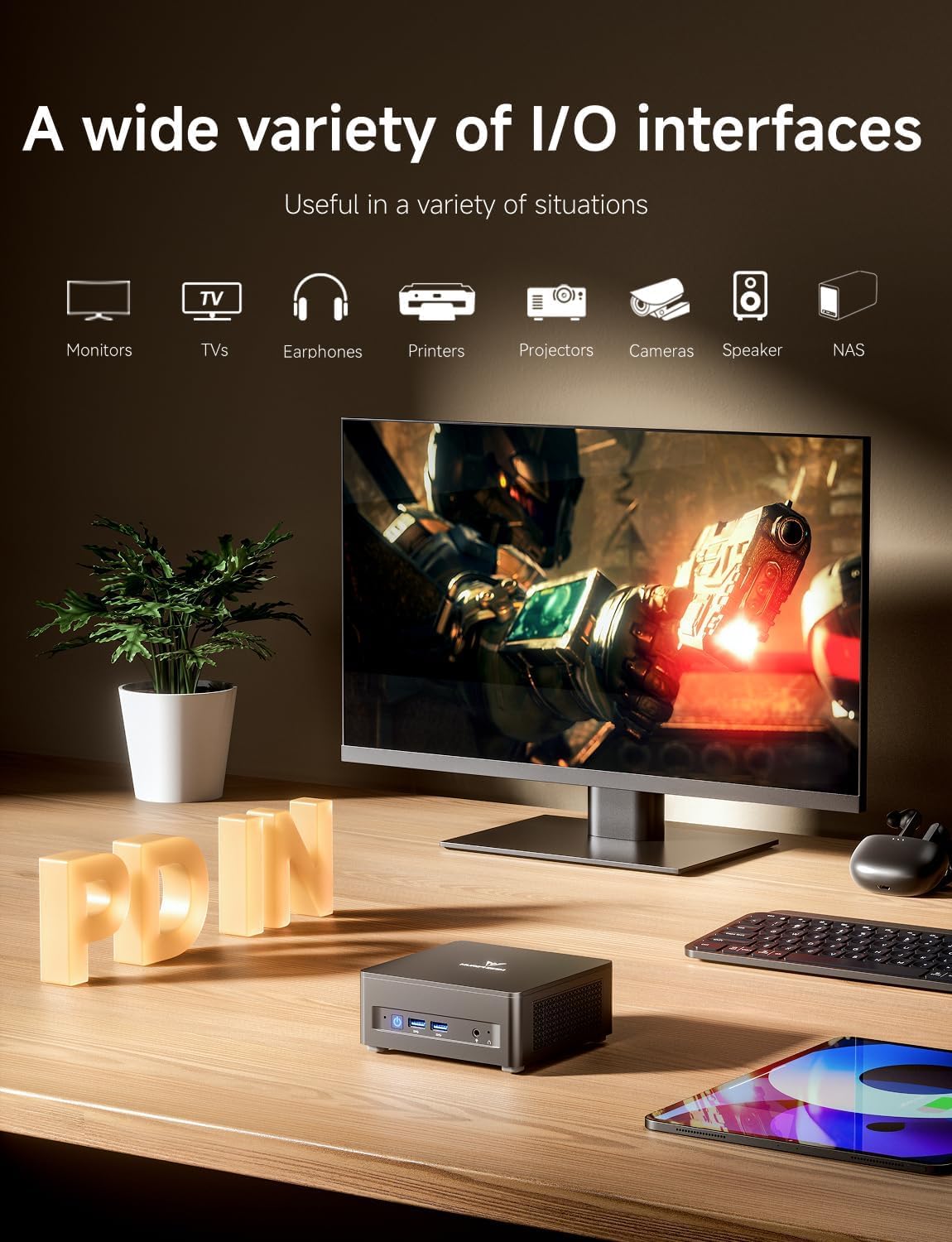 MINISFORUM UM690L Slim Mini PC, procesador AMD Ryzen 9 6900HX de 8 núcleos hasta 4,9 GHz, AMD Radeon 680M, 32GB LPDDR5 (integrada, hasta 6400 MT/s)/512GB SSD, HDMI/USB4/DP, USB 3.2 x 2, WiFi6E, BT5.2 — view 7