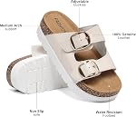 Womens Platform Sandals With Cork Footbed, Adjustable Double Buckle Non-Slip Slides, Open Toe Chunky Summer Shoes With Memory Foam Insole Wedge