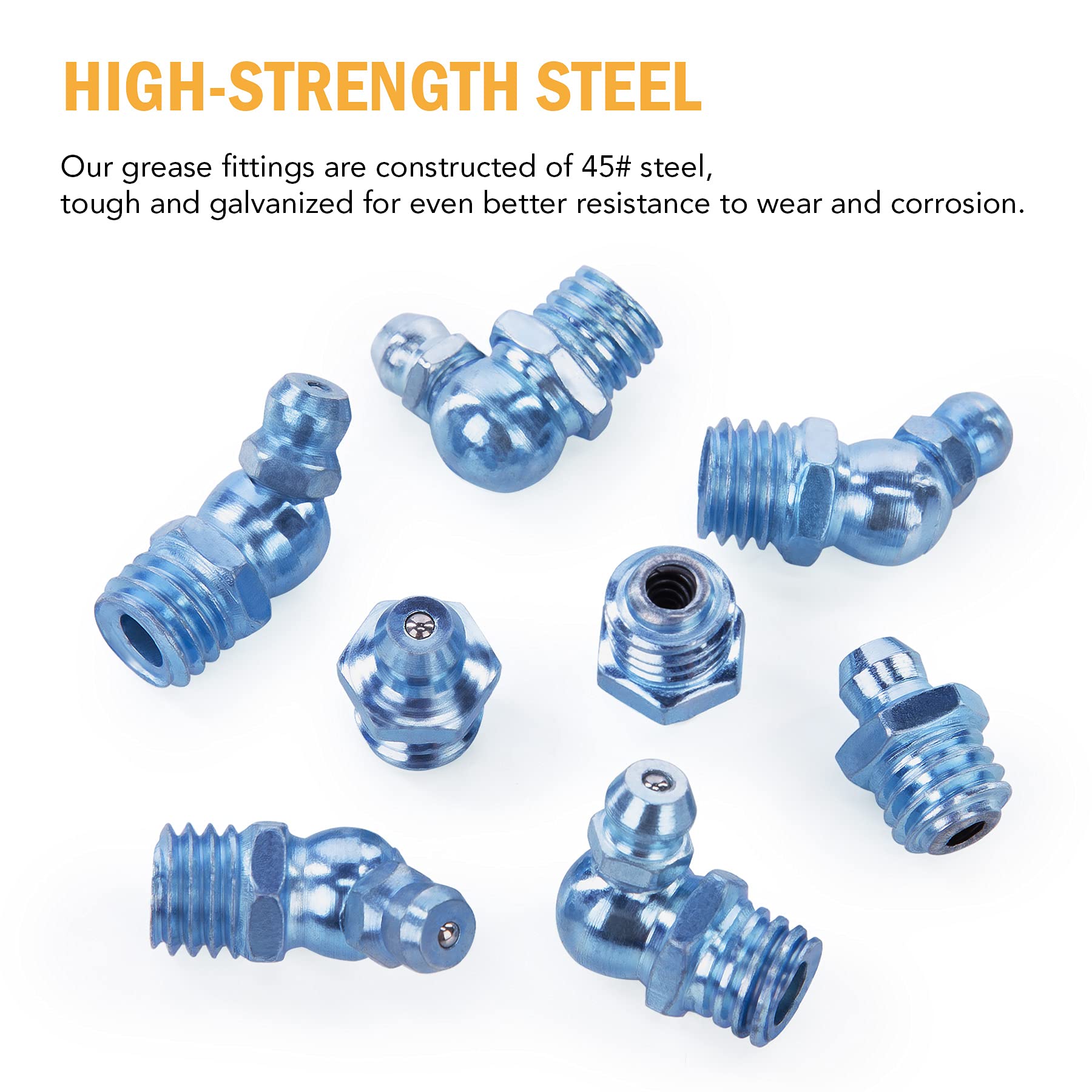 ZELCAN 230pc SAE & Metric Grease Fittings Kit, Hydraulic Grease Zerk