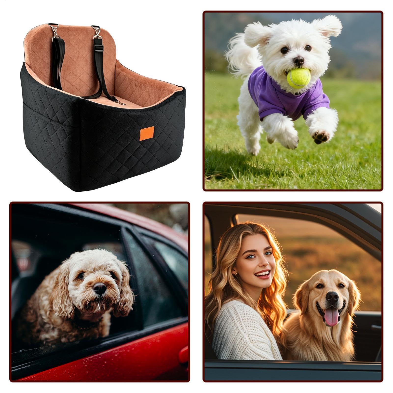 Asiento Coche para Perros Transportín De Viaje con Espuma Viscoelástica | Cama de Coche para Perros En SUV, Camioneta, Carga, Viajes, Trayectos Diarios, Largos, Vacaciones, Veterinario Y