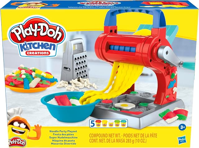 Play-Doh Makaronowe Szaleństwo to zabawka dla dzieci w wieku od 3 lat, z nietoksyczną ciastoliną Play-Doh w 5 kolorach