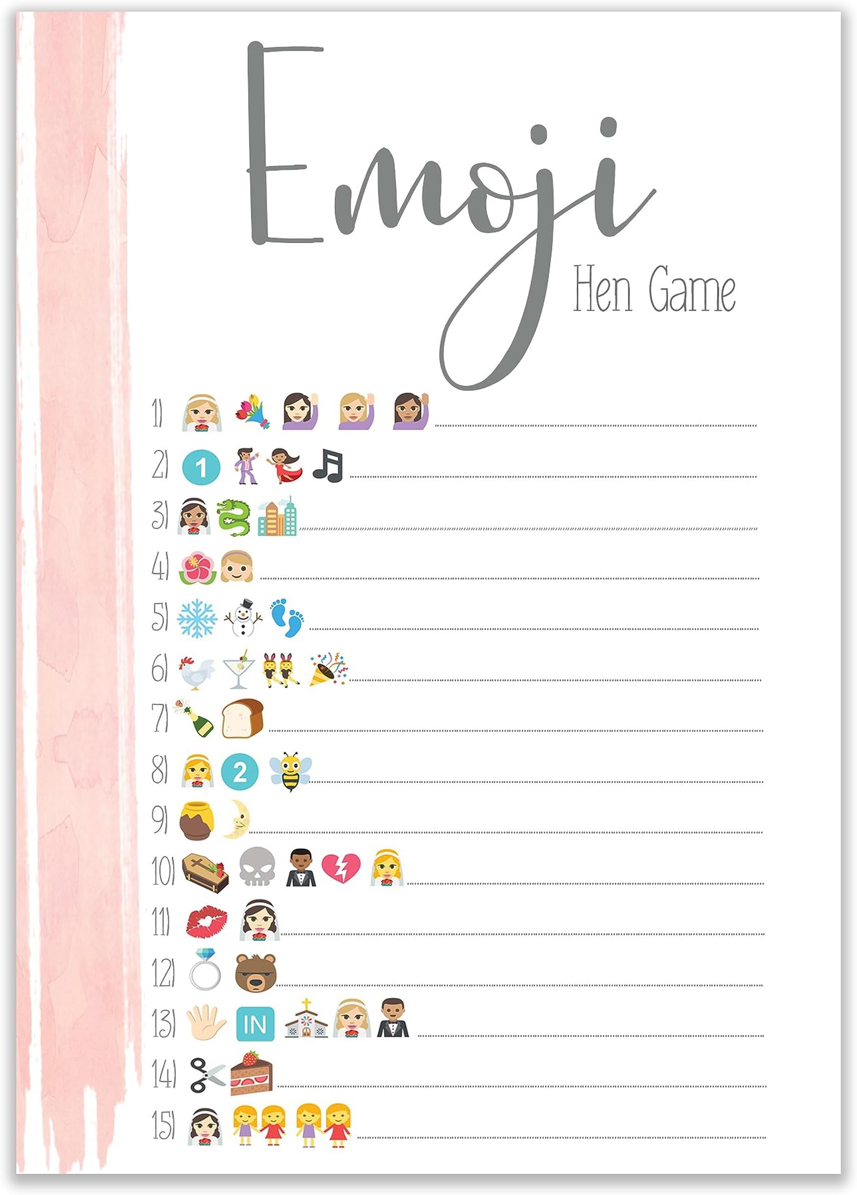 The Little Party CompanyHen Picture Game Pink Swash Design Hen Accessories 10 pack (HEG)