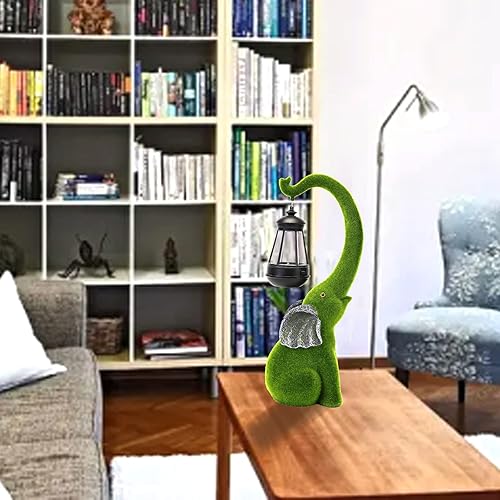Miniatura 7 de IVCOOLE Estatua de jardín de elefante al aire libre, resina de 15 pulgadas con luz solar, figuras de decoración de jardín, decoración de césped al