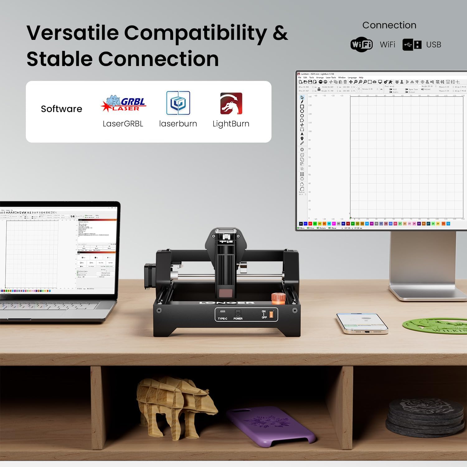 LONGER RAY5 Laser Engraver, 5500W Portable Precision Engraving Machine image 5