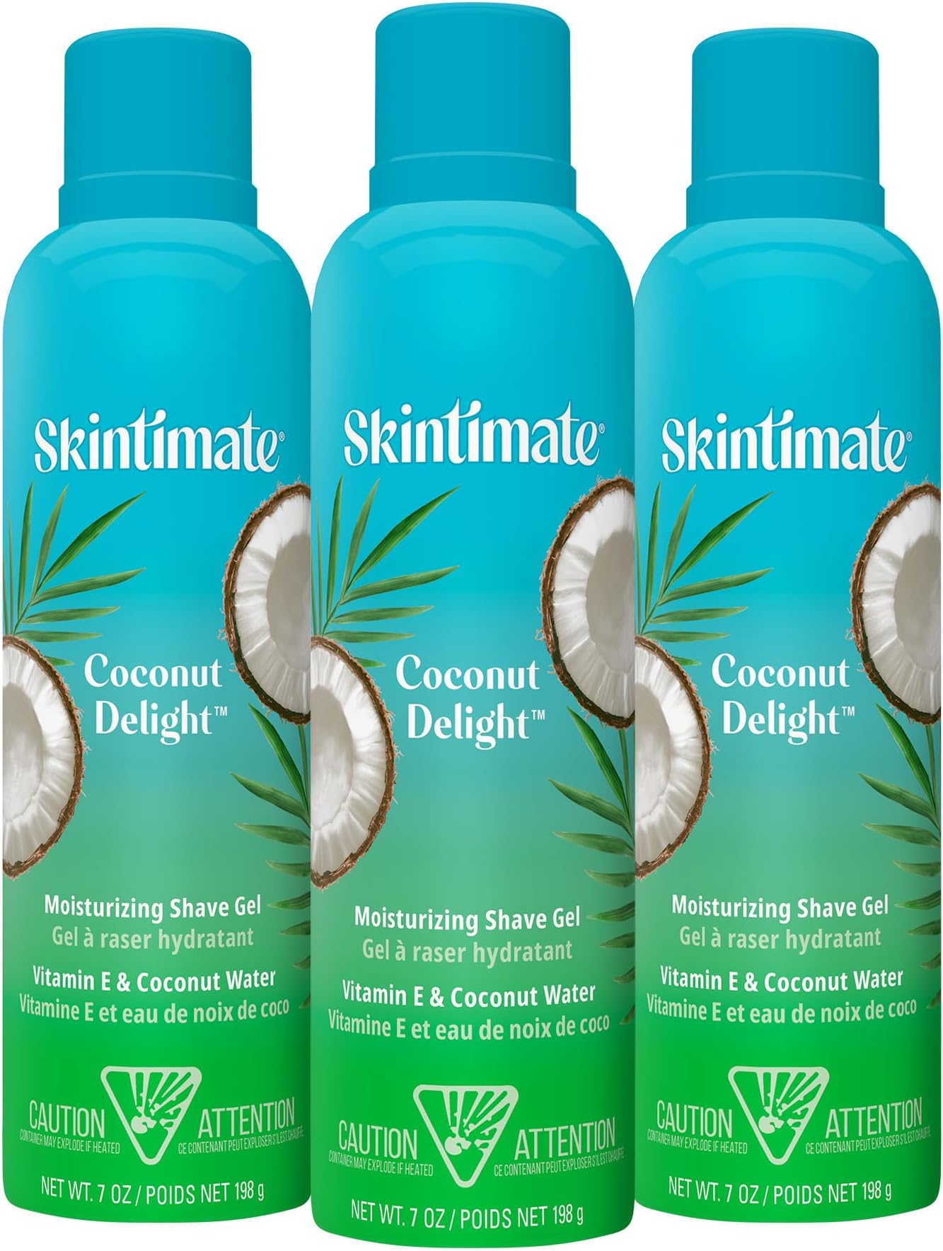 Skintimate Coconut Delight Shave Gel for Women, 3 Pack | Skintimate Shaving Cream for Women, Womens Shaving Cream, Shave Cream, Shaving Foam, Womens Shave Gel, Pack of 3, 7oz each(Package May Vary)