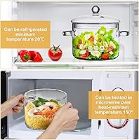 Vista 4 de DOITOOL Olla de cocina de vidrio borosilicato con tapa, 1.4 cuartos de galón, resistente al calor, olla para sopa, fideos instantáneos, alimentos