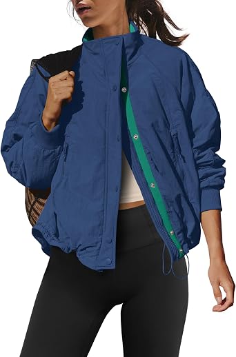 LAMISSCHE Oversized Fleece Lined Jacket Zip up Windbreaker Jacket Long Sleeve Casual Winter Coats with Pcokets