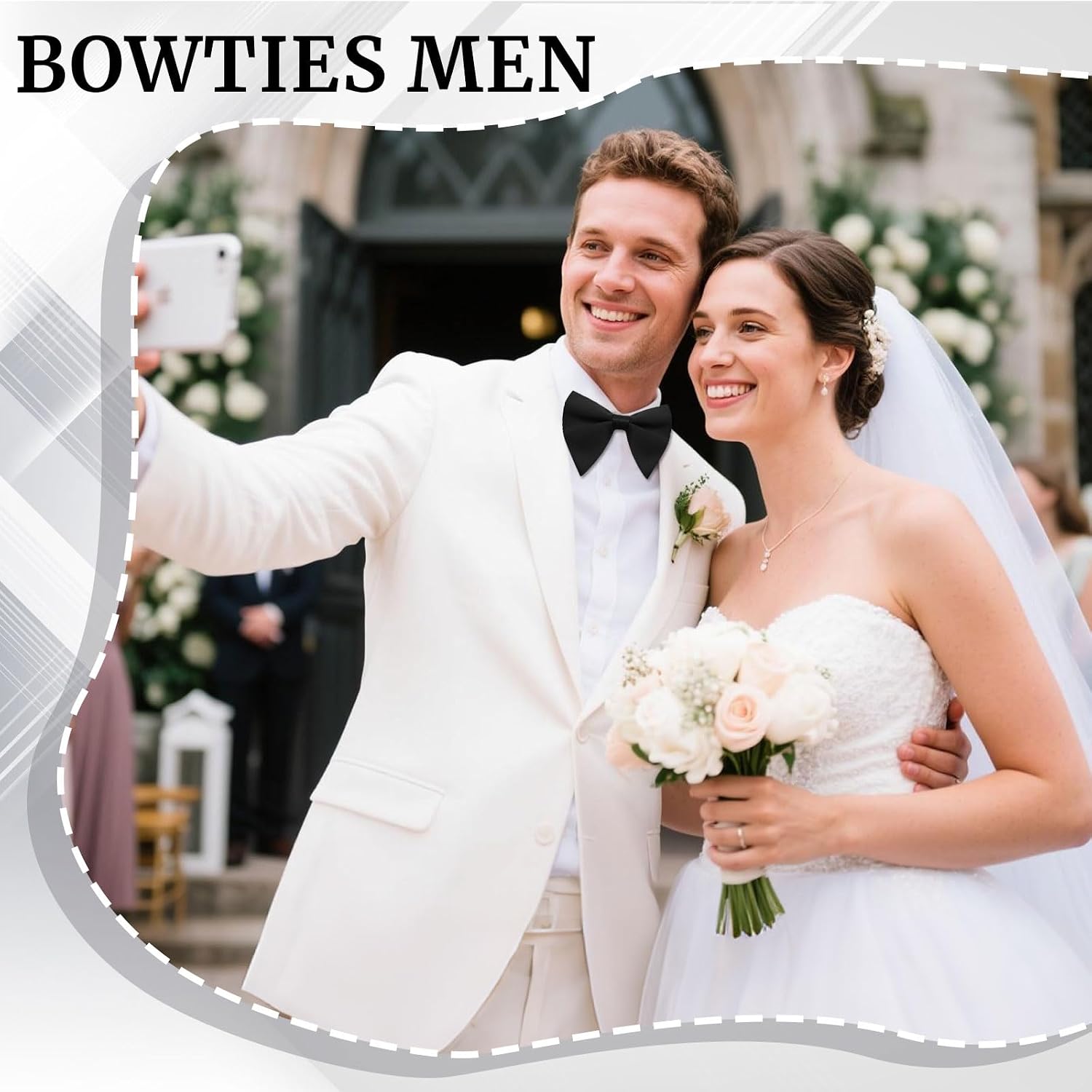 Oversized Bow Ties for Men Solid Color Pre-Tied Bowtie Adjustable Satin Bowties Men for Tuxedo Suit Wedding Party