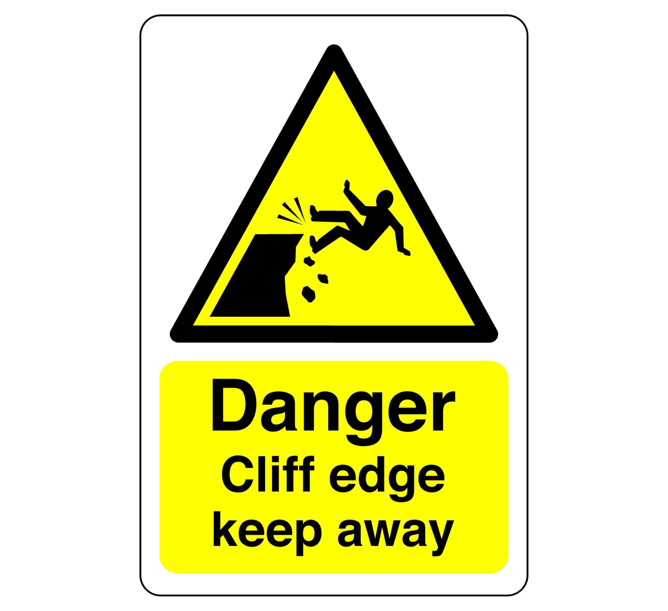 Danger cliff edge keep away sign- 3mm Aluminum Dibond high-visibility and durability for indoor/outdoor usage (300mm x 200mm) Ensures Safety Within 7m Viewing Distance.
