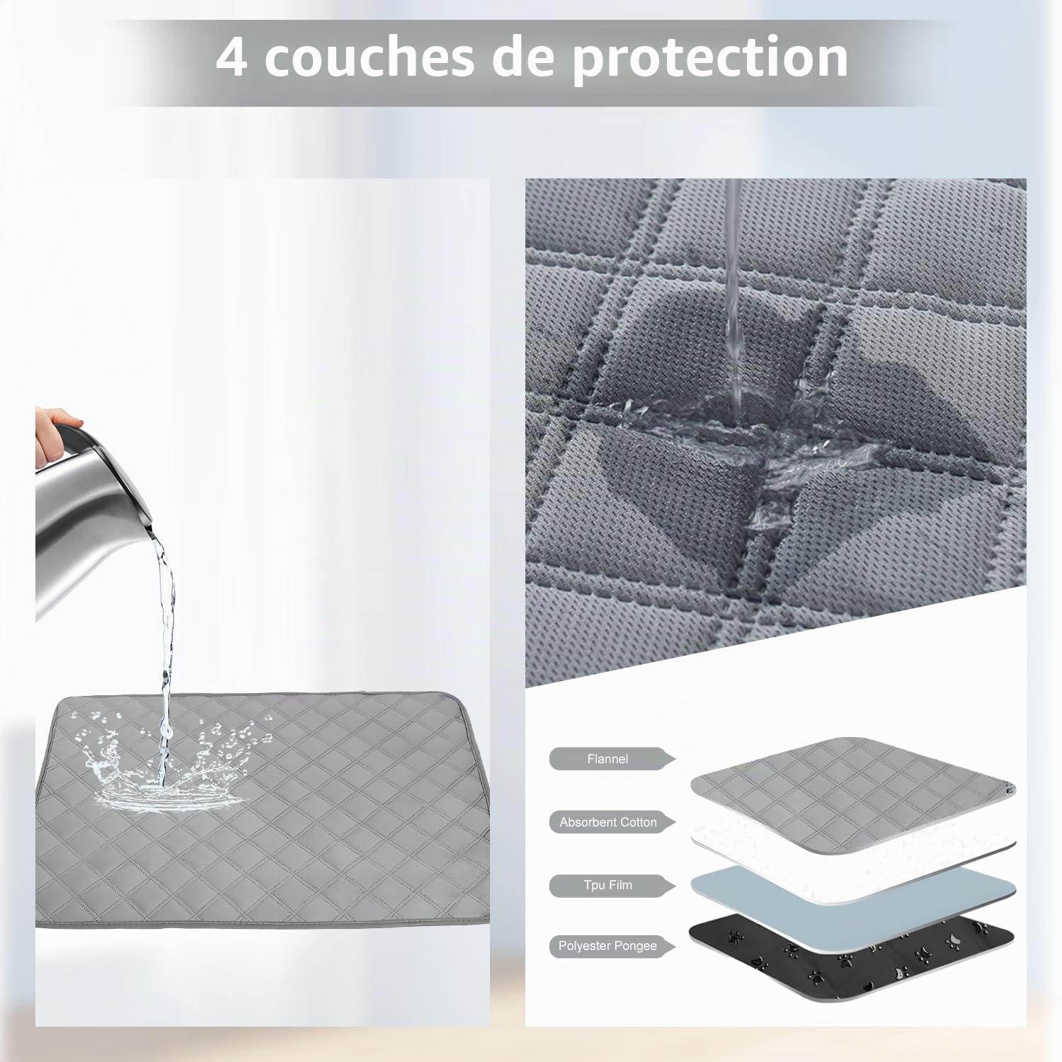 Lot de 2 protections de siège imperméables lavables pour incontinence pour adulte - Coussins de siège absorbants pour fauteuil roulant, canapé, fauteuil, sièges de voiture, incontinence, chaises pour