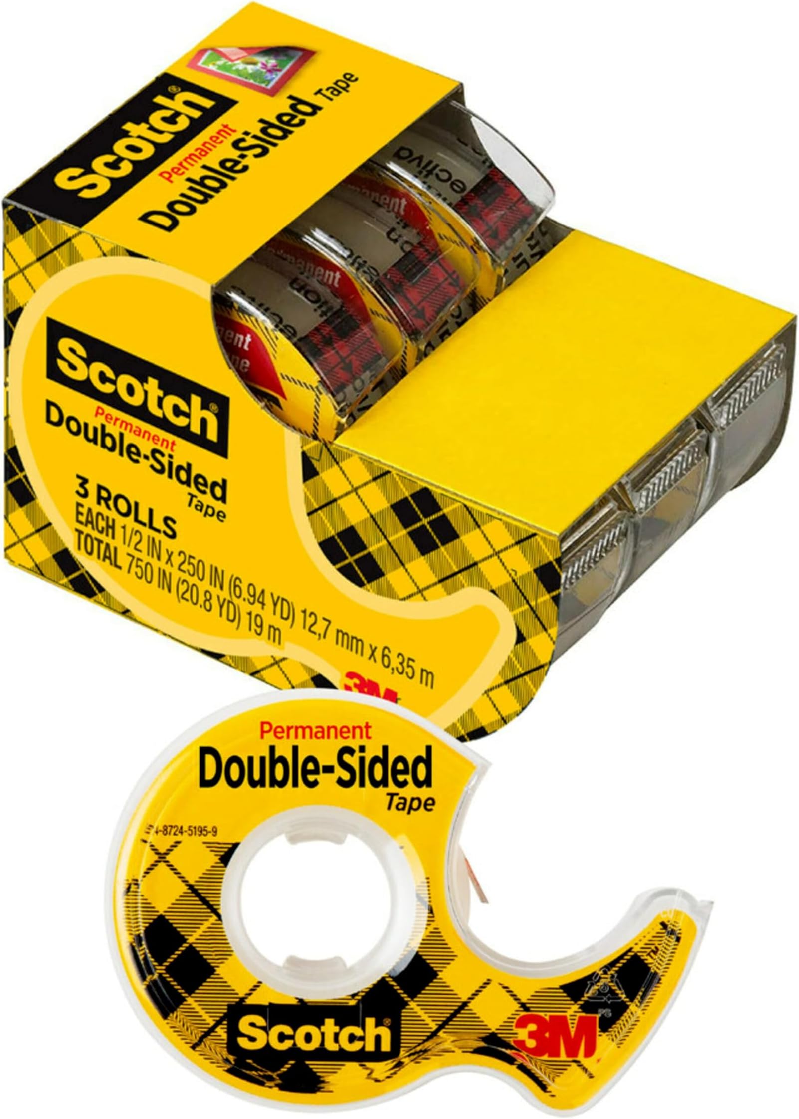 Scotch Permanent Double Sided Tape with Tape Dispenser