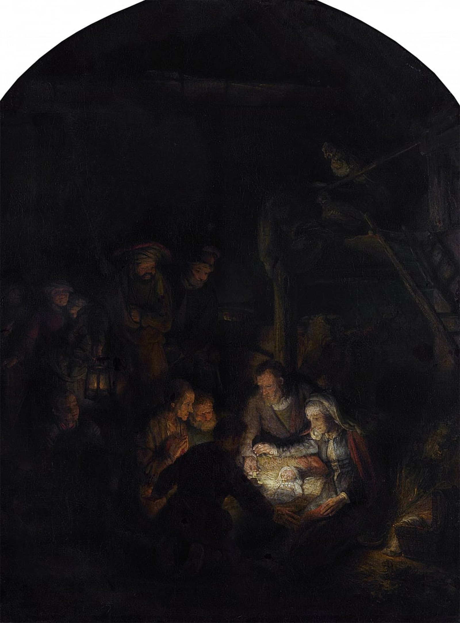 ARTXLXXBN Famous Art Print Poster Vintage Wall Art Adoration of the shepherds. by Rembrandt van Rijn Canvas Art Poster for Home Decor 60x90cm