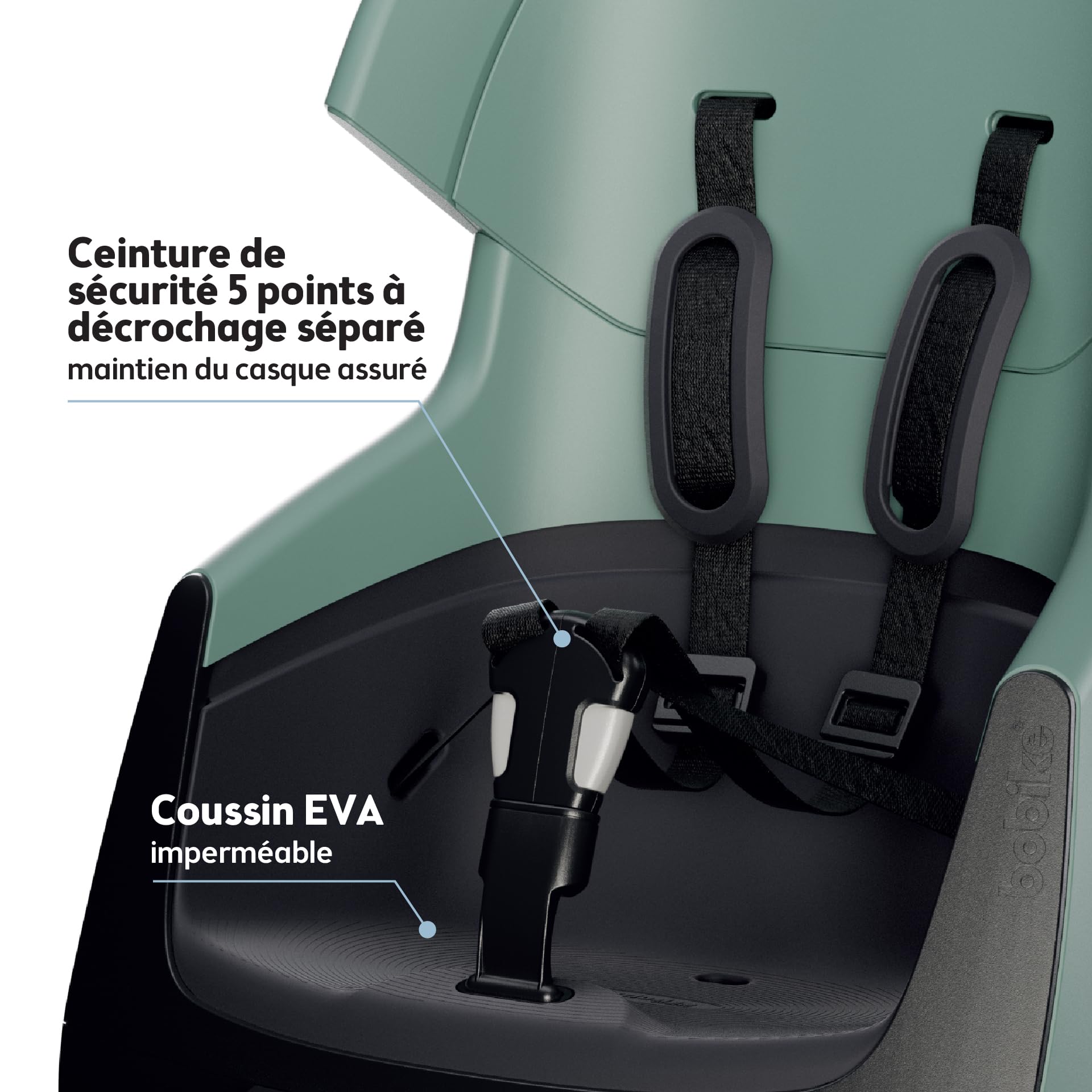 Siège vélo arrière inclinable pour Porte-Bagages et sur Cadre Bobike Exclusive Evolve Maxi Double paroi, Harnais 5 Points, Appui-tête réglable et Suspension intégrée pour Enfants Jusqu’à 22 kg
