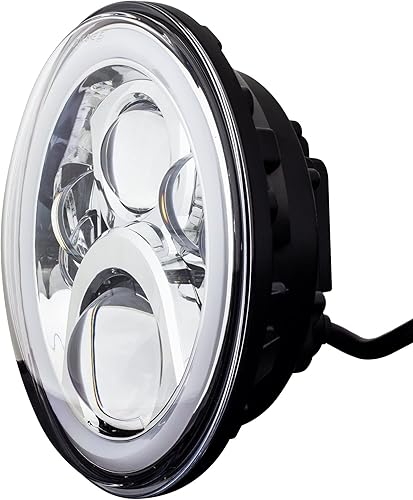 Miniatura 3 de Eagle Lights 8700CG2H Kit de faros LED de 7 pulgadas con anillo de halo blanco compatible con Harley Davidson y motocicletas indias, kit de halo