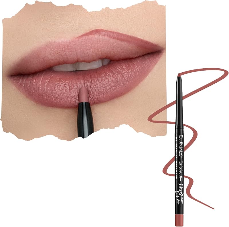 Matte Lip Liner Pencil with Sharpener, ‘Work it Babe’ | Designer lip-liner pencil with a creamy glide, smudge- and water-resistant, vegan and cruelty-free, medium dusty-rose shade