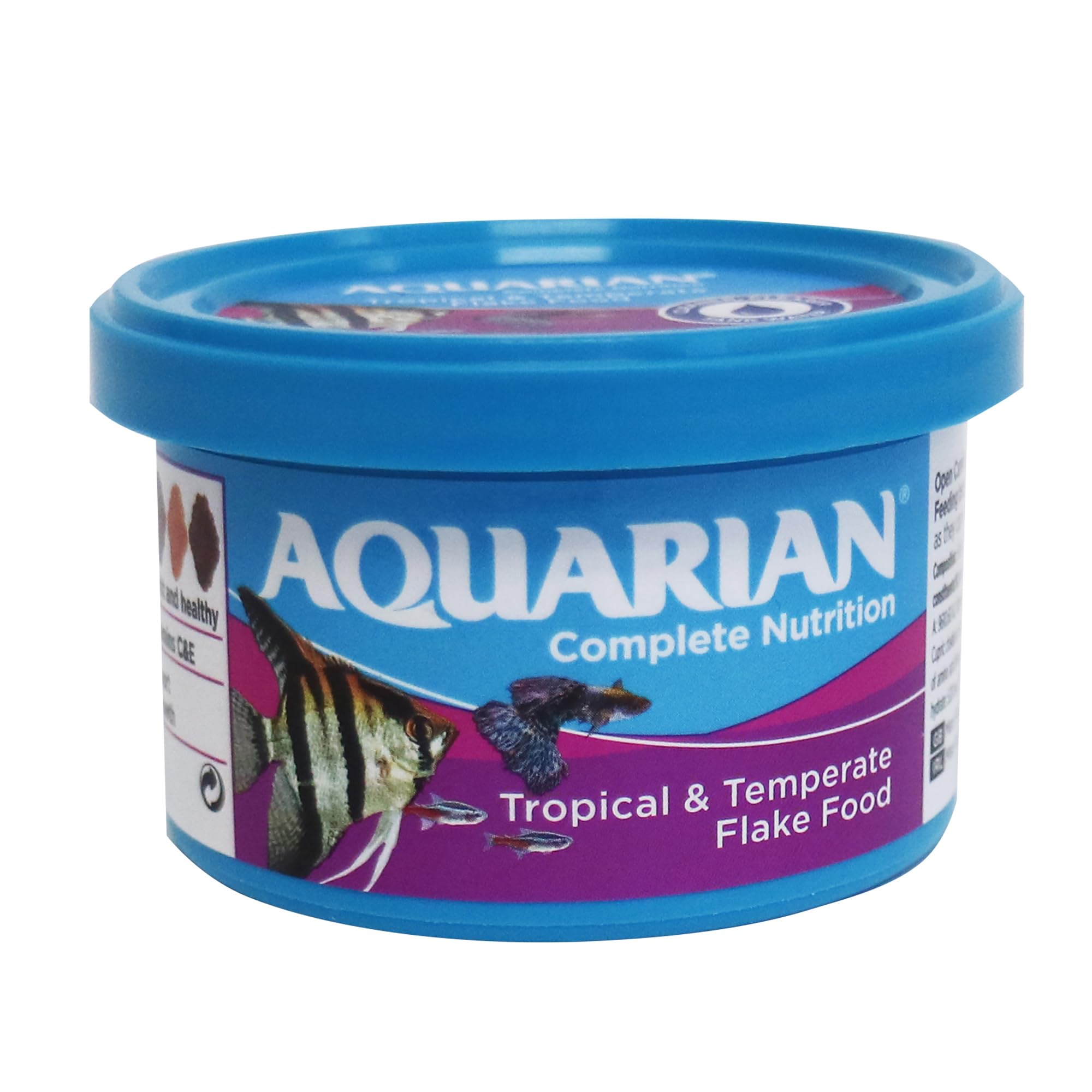 AQUARIAN Complete Nutrition Aquarium Tropical & Temperate Fish Food Flakes 50g Container