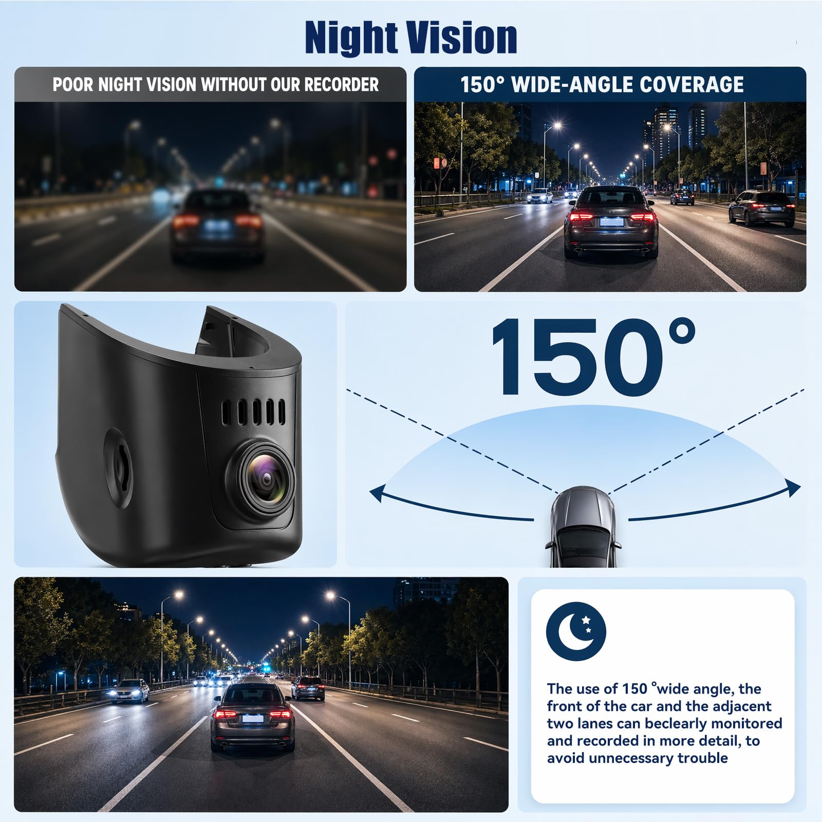 4K Dashcam para Coche Apto para Audi A1 A3 A4 A5 A6 A7 A8 e-Tron Sportback GT Q2 Q3 Q5 Q7 Q8 TT R8 2019-2026, 4K WiFi-App, OEM, 2160P UHD Video, Sensor G, visión Nocturna, Plug & Play