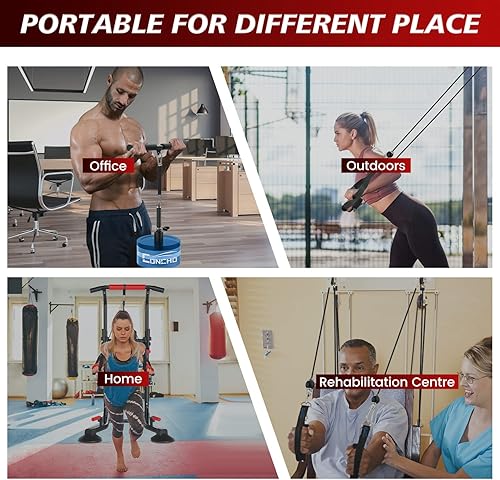 Miniatura 7 de Concho Sistema de polea de peso, sistema de polea de cable mejorado para gimnasio con cable de peso ajustable y asas desmontables, sistema de polea
