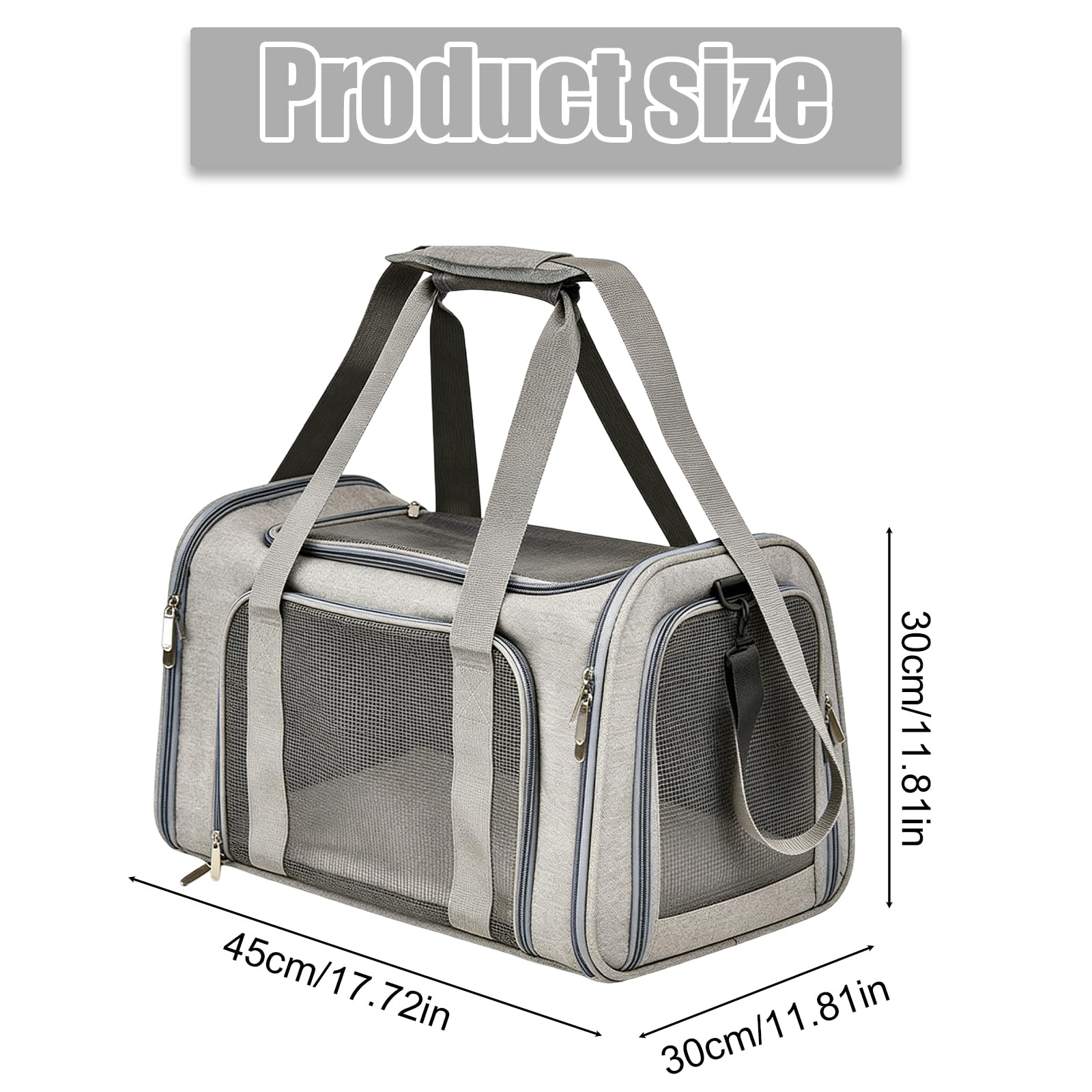 Borsa per il trasporto del gatto: pieghevole e traspirante, borsa per il trasporto di cani, comoda per gatti fino a 5 kg, viaggi e gite 45 × 30 × 30 cm