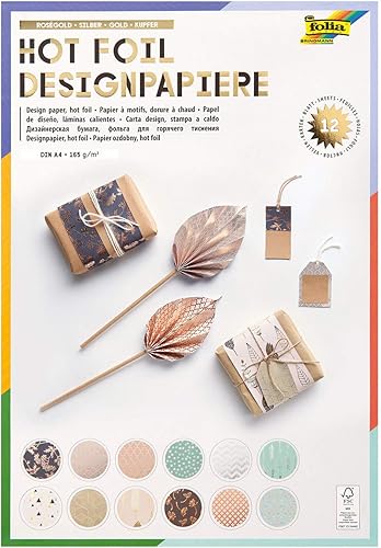 folia 11549 Bloque de papel de diseño 12 hojas de papel caliente, DIN A4