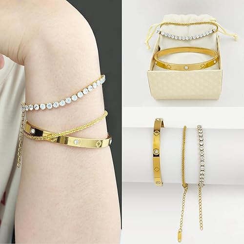 Miniatura 3 de Pulseras de eslabones de amistad, pulseras de cadena de eslabones de diamante, pulsera de reloj, pulseras de joyería para mujeres y niñas, pulsera