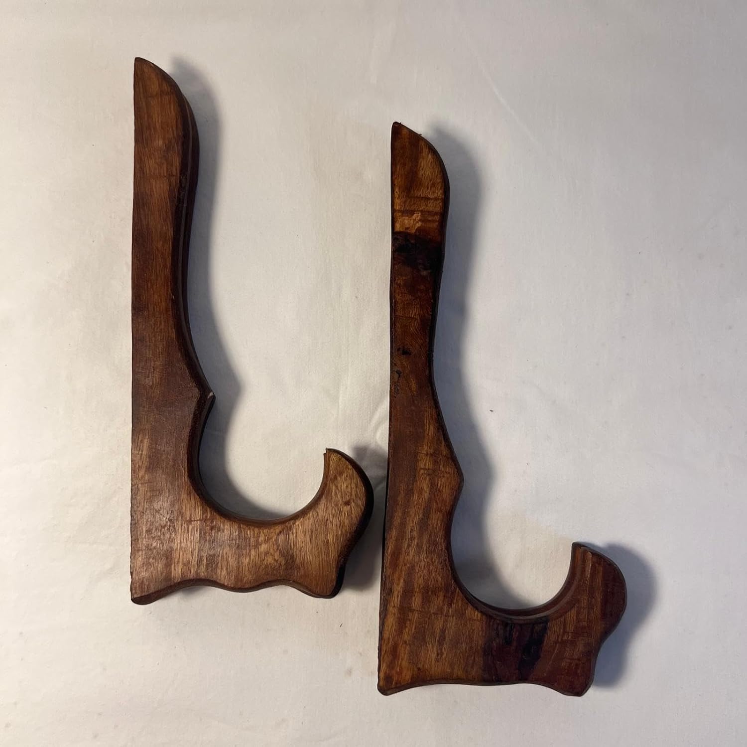 Set of Two 25cm, 9.5 inch Folding Wooden Plate Stands - Salver, Photo Plate, Display Stand, Wooden Bracket, Picture Frame Holder