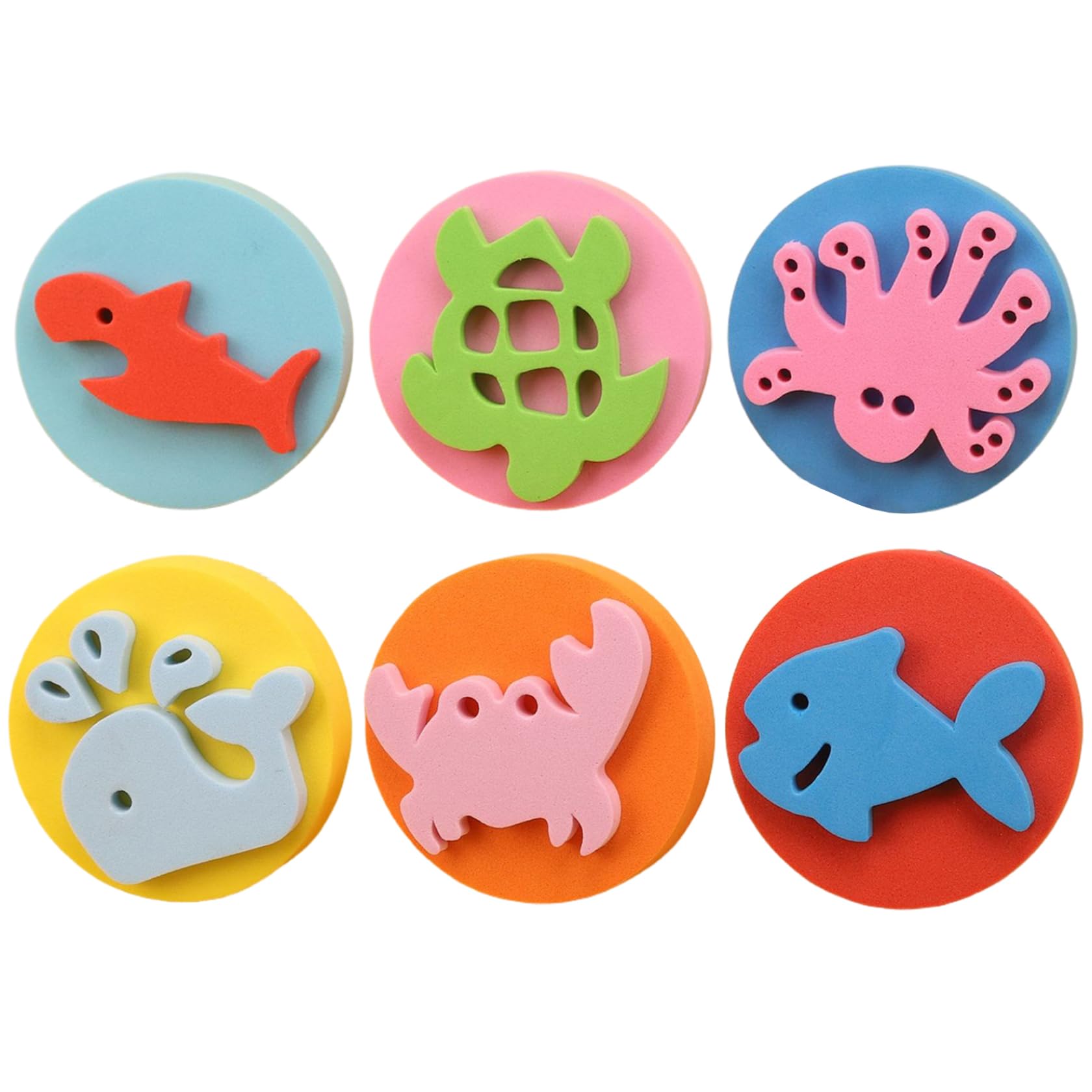 DAGLLGEW 6Pcs Paint Sponges for Kids, EVA Paint Stamper Ocean Animal Pattern Art Sponges for Early Learning Finger Drawing Crafts and DIY Stamps for Kids for