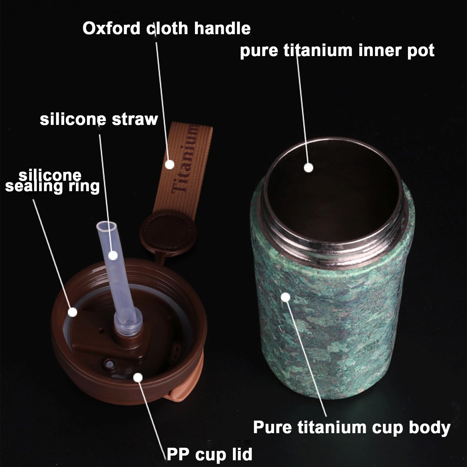 Titan Thermobecher mit Trinkhalm, 400 ml, Kaffeebecher to Go mit Deckel, vakuumisoliert & auslaufsicher, doppelwandiger Reisebecher für warme und kalte Getränke, Grün